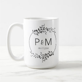 Elegante Silhouette von Blätter Wedding Monogram Kaffeetasse