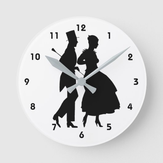 Elegante Silhouetten von Mann und Frau Runde Wanduhr (Vorderseite)