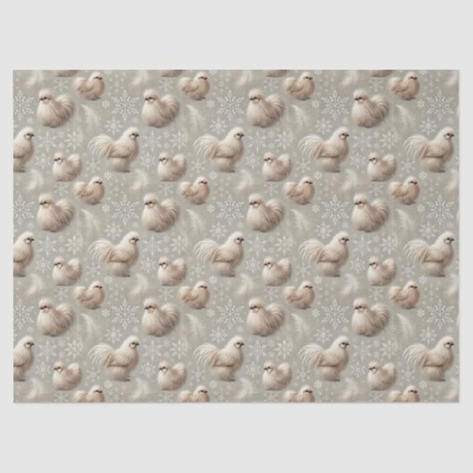 Elegante Silkie Chicken Neutral Winter Gift Wrap Seidenpapier (Vorderseite)