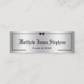 Elegante Silver 2 Formal Abschluss Name Card Telefonnummerkarte (Vorderseite)
