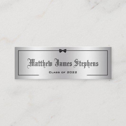 Elegante Silver 2 Formal Abschluss Name Card Telefonnummerkarte (Vorderseite)