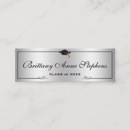 Elegante Silver 2 Graduation Cap Name Card Einlege Telefonnummerkarte