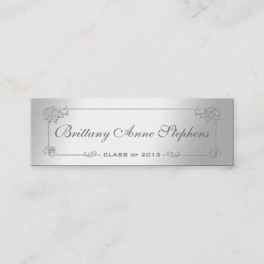 Elegante Silver Abschluss Name Card Einlegen Telefonnummerkarte (Vorderseite)