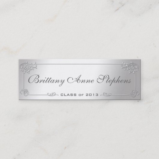 Elegante Silver Abschluss Name Card Einlegen Telefonnummerkarte (Vorderseite)