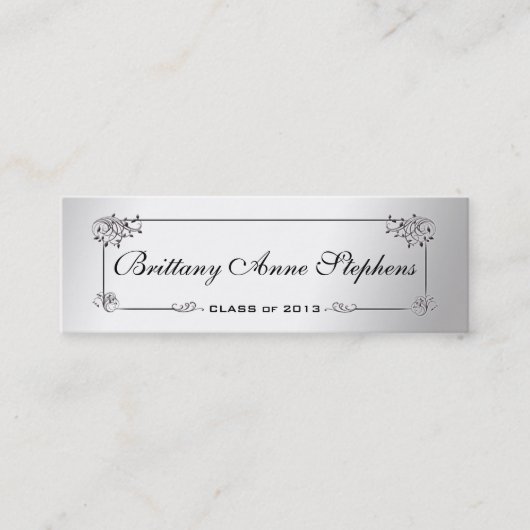 Elegante Silver Abschluss Name Card Einlegen Telefonnummerkarte (Vorderseite)