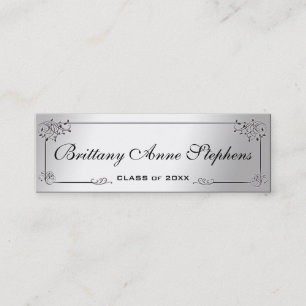 Elegante Silver Abschluss Name Card Einlegen Telefonnummerkarte
