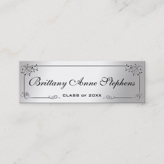 Elegante Silver Abschluss Name Card Einlegen Telefonnummerkarte (Vorderseite)