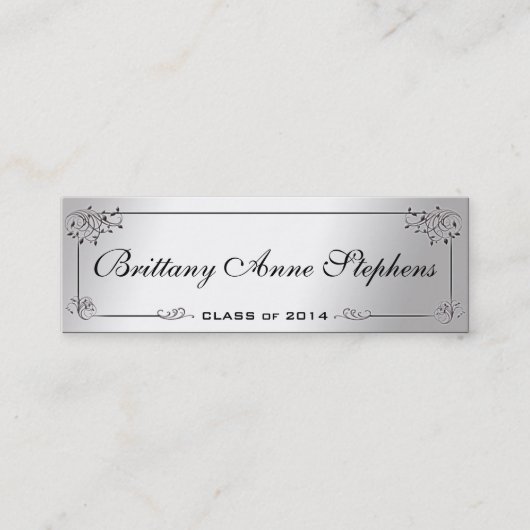 Elegante Silver Abschluss Name Card Einlegen Telefonnummerkarte (Vorderseite)