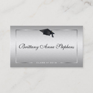 Elegante Silver Abschluss Name Card Telefonnummerkarte