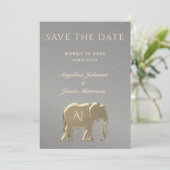 Elegante Silver and Gold Wedding Save The Date (Stehend Vorderseite)