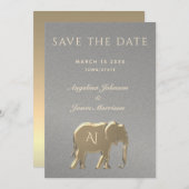 Elegante Silver and Gold Wedding Save The Date (Vorne/Hinten)
