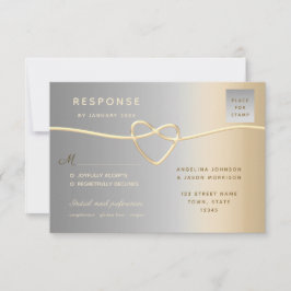 Elegante Silver and Gold Weddning RSVP Karte