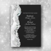 Elegante Silver Aqua Agate Border Wedding Einladung