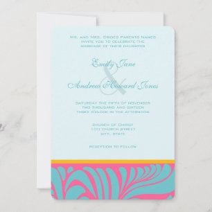 Elegante Silver Aqua Fuchsia Butterscotch Wirbel Einladung