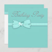 Elegante Silver Aquamarin Blue Geburtstagsparty Einladung (Vorne/Hinten)