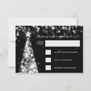 Elegante Silver Black Christmas RSVP Karte