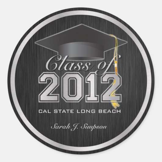 Elegante Silver & Black Class of 2012 Stickers (Vorderseite)