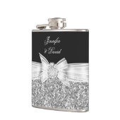 Elegante Silver Black Diamond Wedding Verlobung Flachmann (Links)