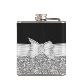 Elegante Silver Black Diamond Wedding Verlobung Flachmann (Rückseite)