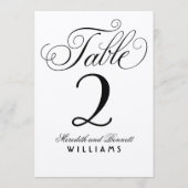 Elegante Silver Black Script Wedding Tischnummer (Rückseite)
