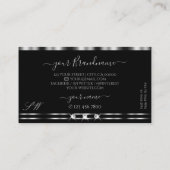 Elegante Silver Black Sparkling Diamonds Initials Visitenkarte (Rückseite)