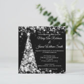 Elegante Silver Black Weihnachts-Hochzeit Einladung (Stehend Vorderseite)