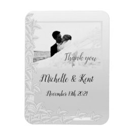 Elegante Silver Blätter Danke Foto Magnet