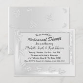 Elegante Silver Blätter Design Probe Dinner Einladung (Vorne/Hinten)