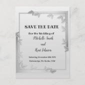 Elegante Silver Blätter Design Save the Date Karte (Vorderseite)