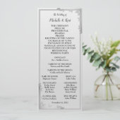 Elegante Silver Blätter Design Wedding Menu Card Einladung (Stehend Vorderseite)