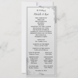 Elegante Silver Blätter Design Wedding Menu Card Einladung
