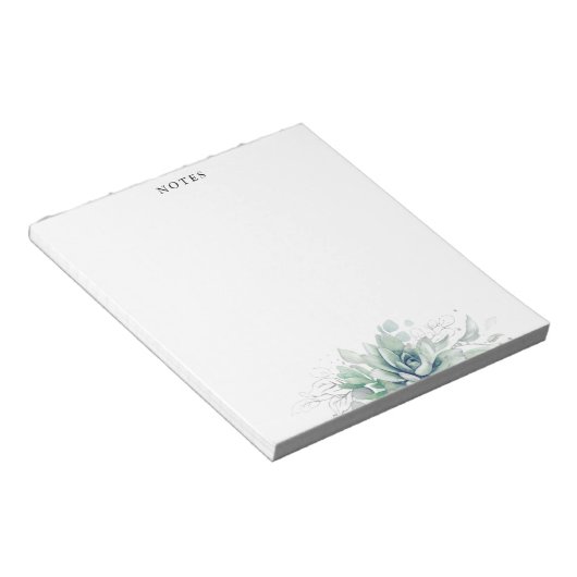 Elegante Silver Blätter Succulents Greenery Notepa Notizblock (angewinkelt)