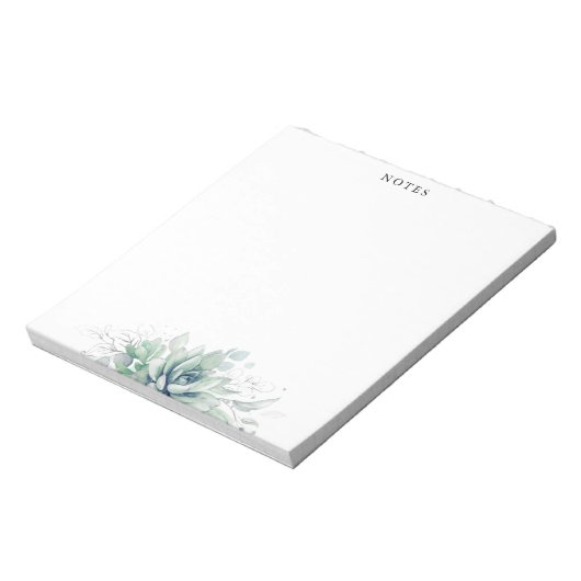 Elegante Silver Blätter Succulents Greenery Notepa Notizblock (Rotiert)