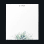 Elegante Silver Blätter Succulents Greenery Notepa Notizblock<br><div class="desc">Aquarellbilder und silberne Blätter mit eleganten Notizblöcken</div>