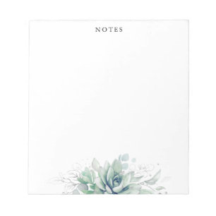 Elegante Silver Blätter Succulents Greenery Notepa Notizblock
