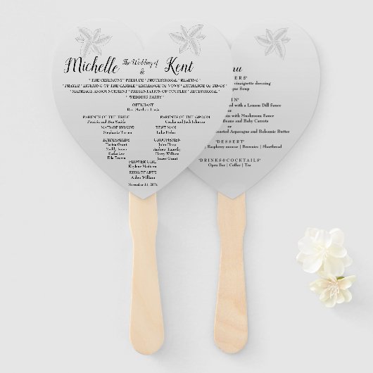 Elegante Silver Blätter Wedding Menu Fans Fächer (Vorne und Hinten)