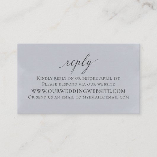 Elegante Silver Blue Wedding Details Wasserfarbe Begleitkarte (Vorderseite)