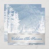 Elegante Silver Blue Weihnachten Party Einladungen (Vorne/Hinten)