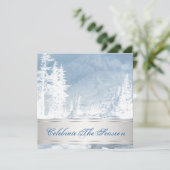 Elegante Silver Blue Weihnachten Party Einladungen (Stehend Vorderseite)