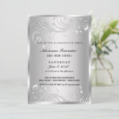 Elegante Silver Blüh Graduation Party Einladung (Stehend Vorderseite)