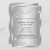 Elegante Silver Blüh Graduation Party Einladung (Vorne/Hinten)