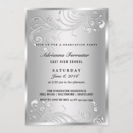 Elegante Silver Blüh Graduation Party Einladung