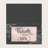 Elegante Silver Blume Glittery Danke Karte (Außenseite Aufgefaltet)