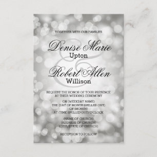 Elegante Silver Bokeh Hochzeit Einladung