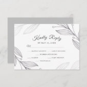 Elegante Silver Botanical Wedding Dinner Choice RSVP Karte (Vorne/Hinten)