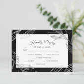 Elegante Silver Botanical Wedding Dinner Choice RSVP Karte (Stehend Vorderseite)