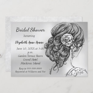 Elegante Silver Bridal Dusche Einladung