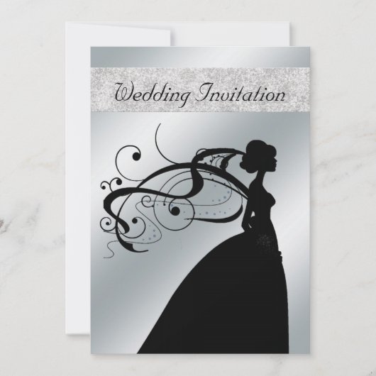 Elegante Silver Bride Einladung zur Hochzeit (Vorderseite)