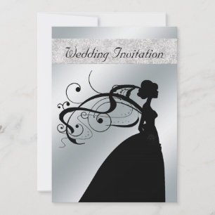 Elegante Silver Bride Einladung zur Hochzeit