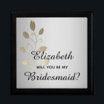 Elegante Silver Bridesmaid Vorschlagskiste Erinnerungskiste<br><div class="desc">Einfache,  elegante,  luxuriöse silbergraue Bräunungsjacke mit Imitaten goldenen Blumendekor.</div>